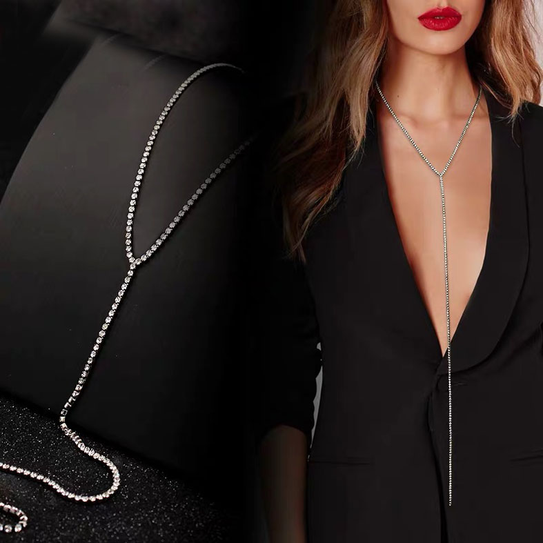 Fashion crystal long chain necklace