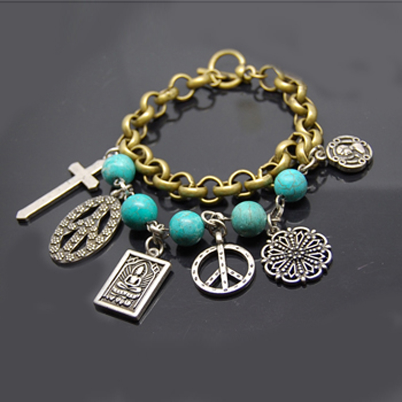 Antique "faith" design charms Bracelet